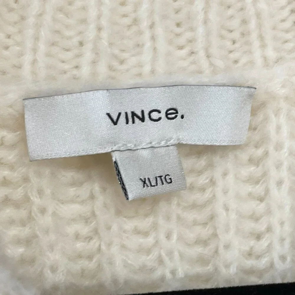 New Vince Crochet Shell Alpaca Wool Sweater Cream XL $525